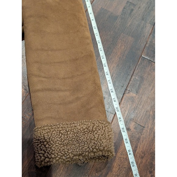 LL Bean Jacket Womens Medium Brown Faux Shearling Fleece Lined Suede Button Coat - Picture 10 of 10